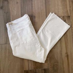 Madewell Jeans Women's 37 Off White Cali Demi-Boot Raw Hem High Waist Ankle